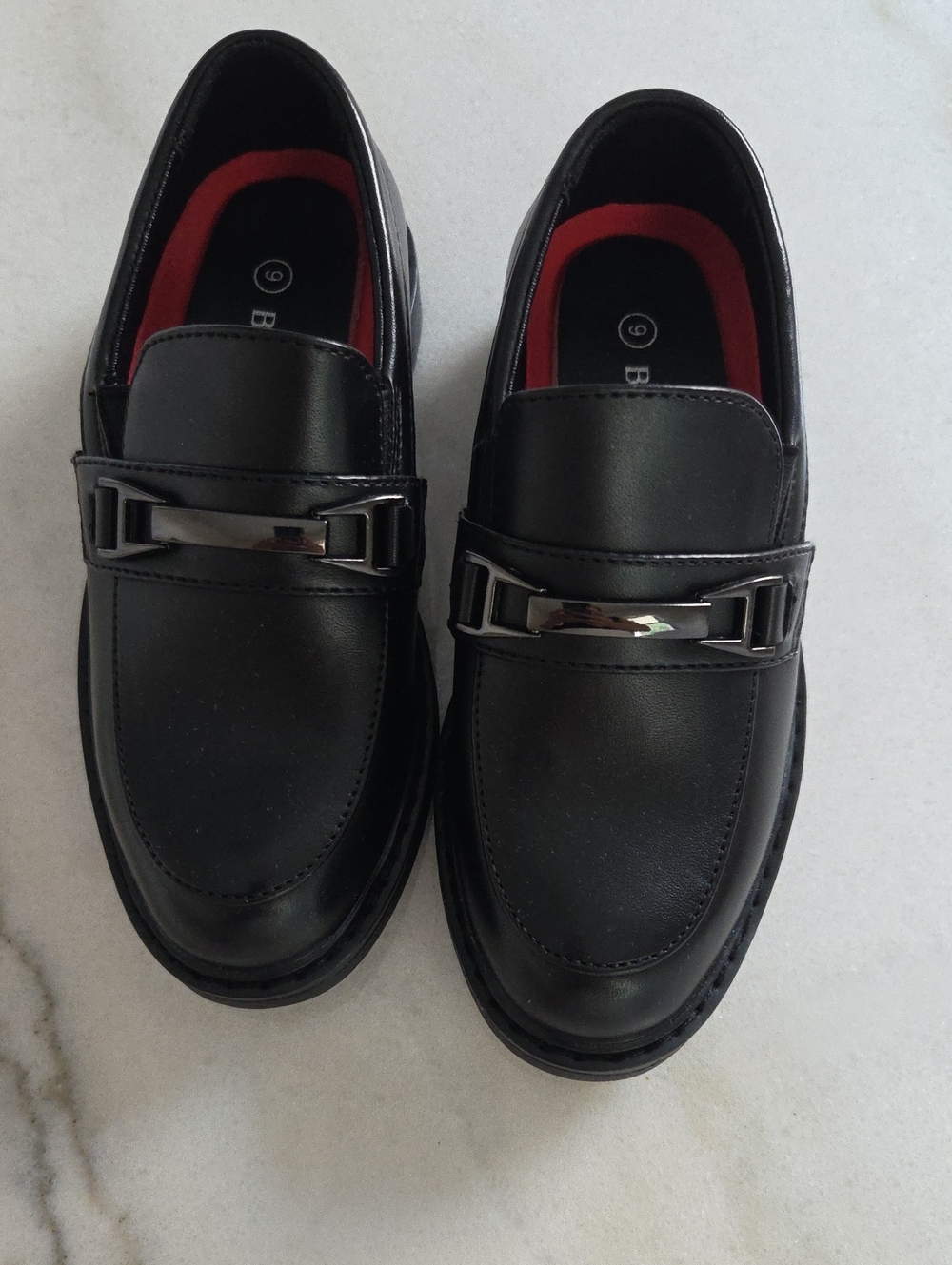 Bruno Marc Black Slip-On Loafers with Metal Accent Size 6